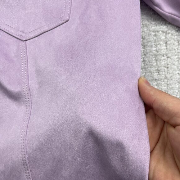 Y2K Guess Lila Purple Faux Suede Pearl Snap Cowboy Western Button Shirt Wom M - Picture 6 of 15